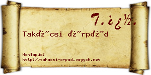 Takácsi Árpád névjegykártya