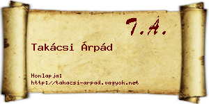 Takácsi Árpád névjegykártya
